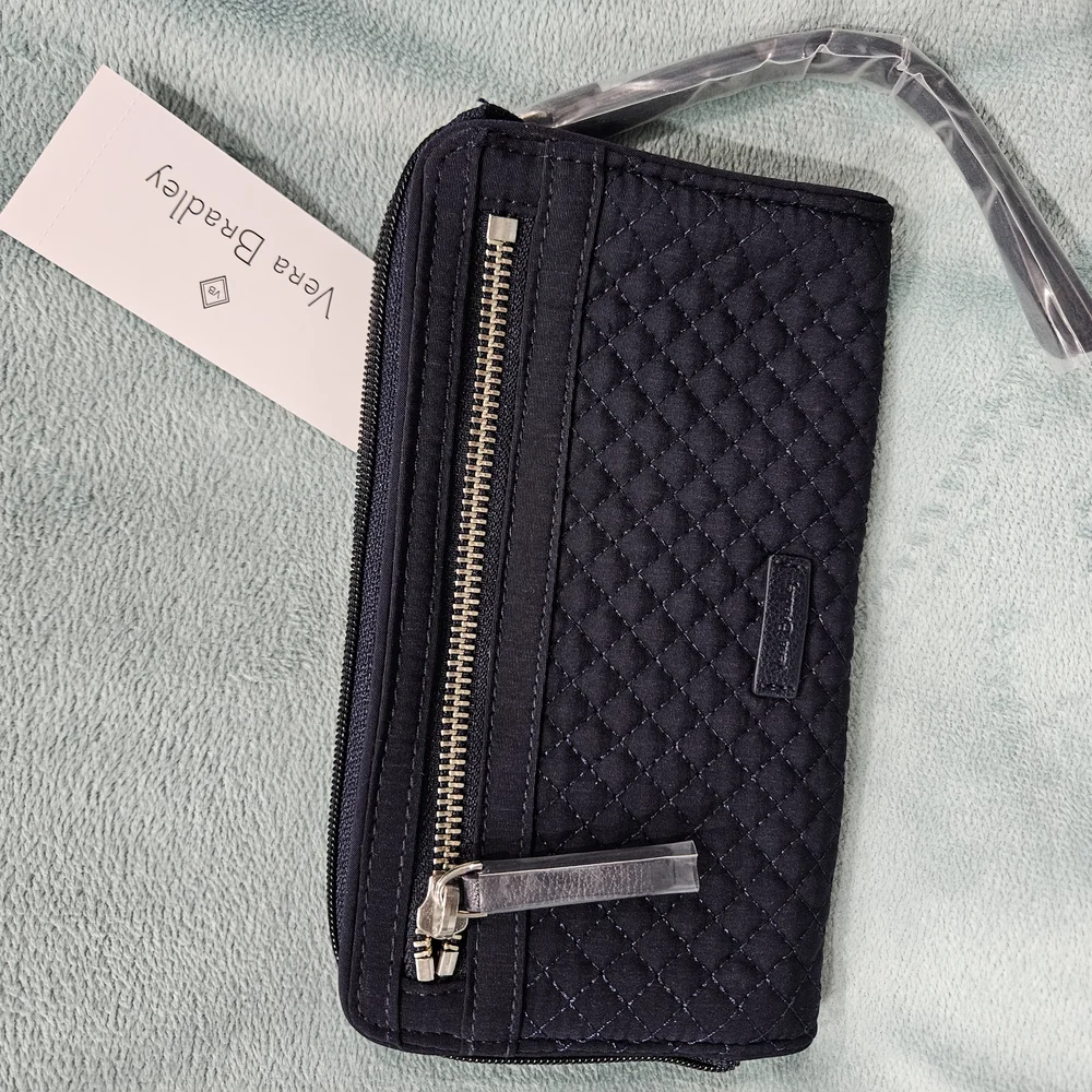 Vera Bradley Iconic RFID Front Zip Wristlet in Navy - Picture 8 of 10